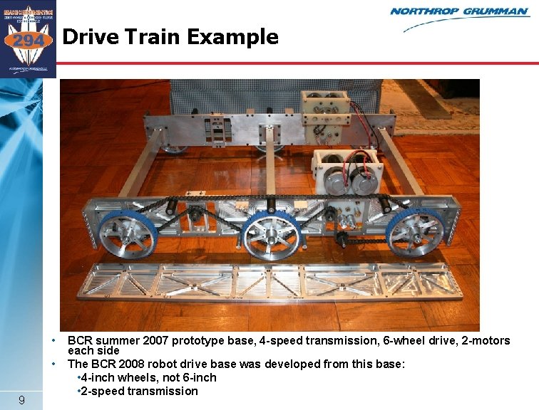 Drive Train Example • • 9 BCR summer 2007 prototype base, 4 -speed transmission,
