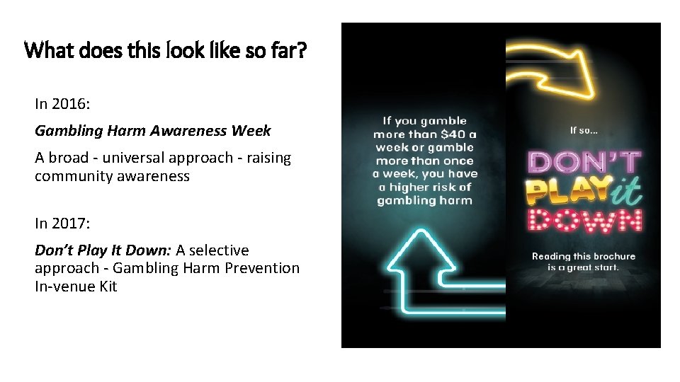 What does this look like so far? In 2016: Gambling Harm Awareness Week A