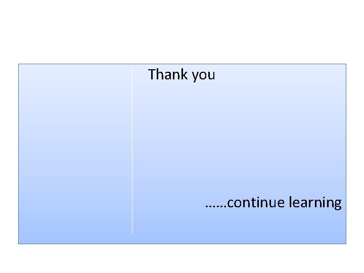 Thank you ……continue learning 