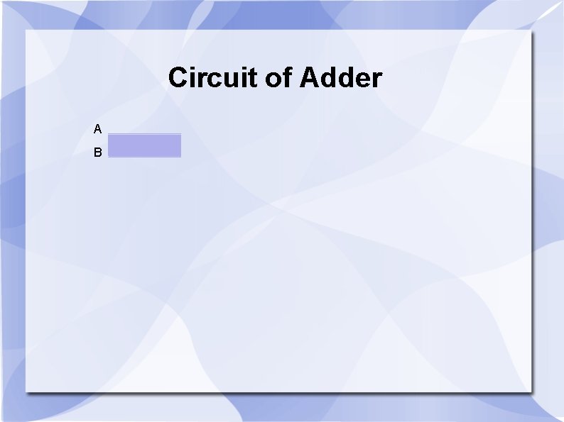 Circuit of Adder A B 