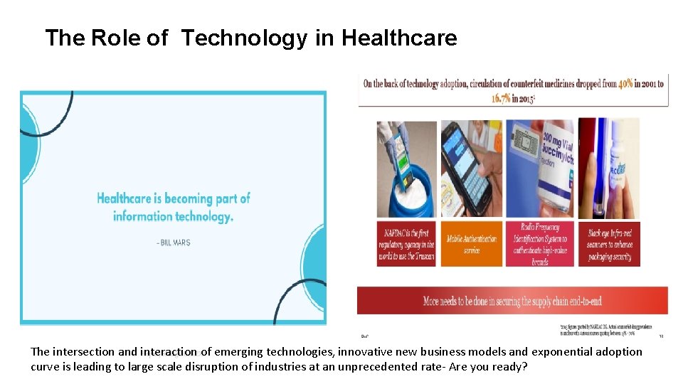 The Role of Technology in Healthcare The intersection and interaction of emerging technologies, innovative