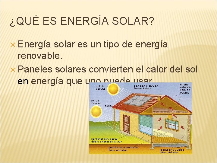 ¿QUÉ ES ENERGÍA SOLAR? ✕ Energía solar es un tipo de energía renovable. ✕