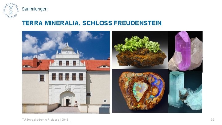 Sammlungen TERRA MINERALIA, SCHLOSS FREUDENSTEIN TU Bergakademie Freiberg | 2018 | 36 