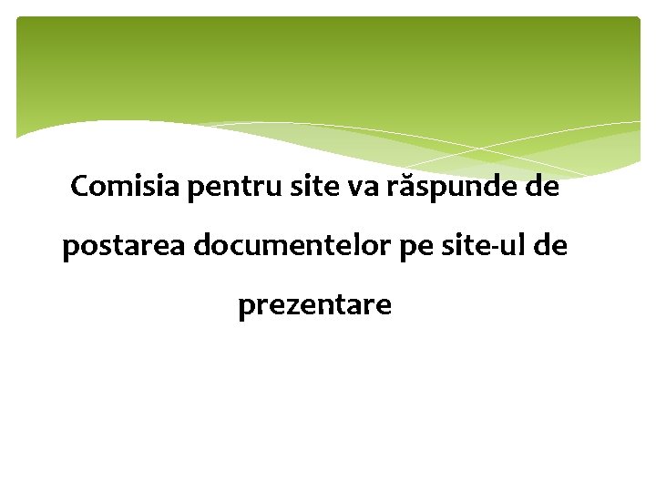 Comisia pentru site va răspunde de postarea documentelor pe site-ul de prezentare 