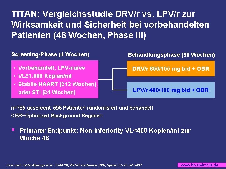 TITAN: Vergleichsstudie DRV/r vs. LPV/r zur Wirksamkeit und Sicherheit bei vorbehandelten Patienten (48 Wochen,