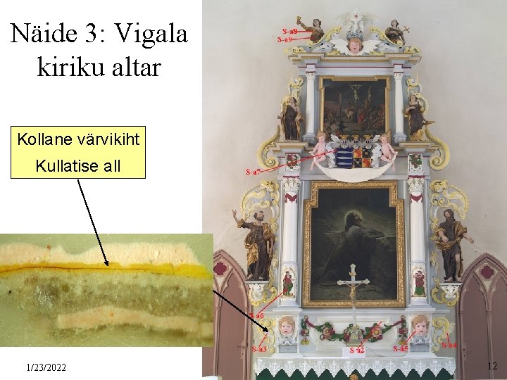Näide 3: Vigala kiriku altar Kollane värvikiht Kullatise all 1/23/2022 12 