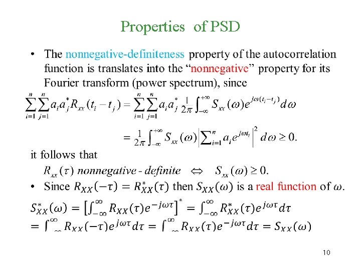Properties of PSD • 10 