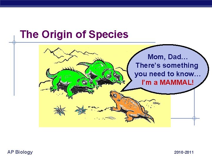 The Origin of Species Mom, Dad… There’s something you need to know… I’m a