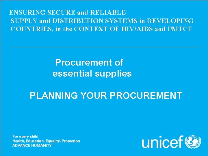 ENSURING SECURE and RELIABLE SUPPLY and DISTRIBUTION SYSTEMS in DEVELOPING COUNTRIES, in the CONTEXT