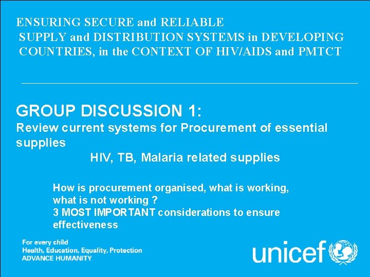 ENSURING SECURE and RELIABLE SUPPLY and DISTRIBUTION SYSTEMS in DEVELOPING COUNTRIES, in the CONTEXT