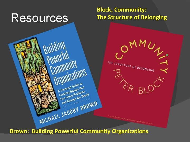 Resources Block, Community: The Structure of Belonging Brown: Building Powerful Community Organizations 