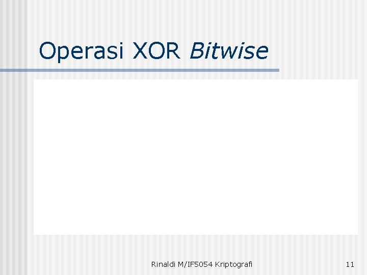 Operasi XOR Bitwise Rinaldi M/IF 5054 Kriptografi 11 