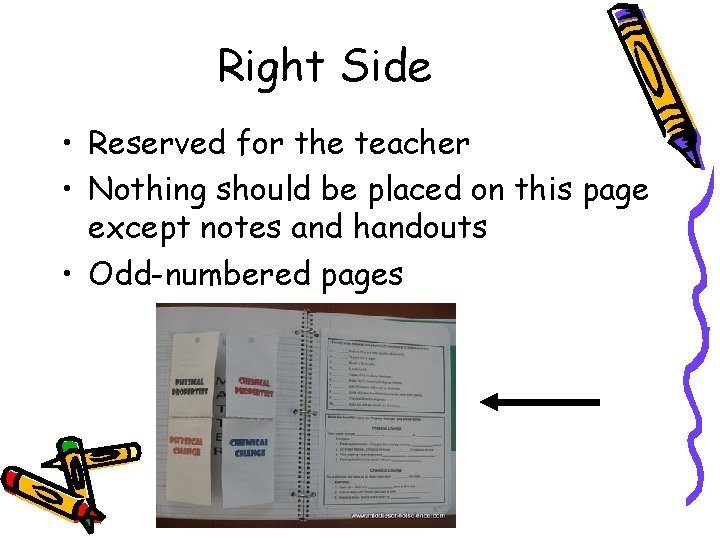 Right Side • Reserved for the teacher • Nothing should be placed on this