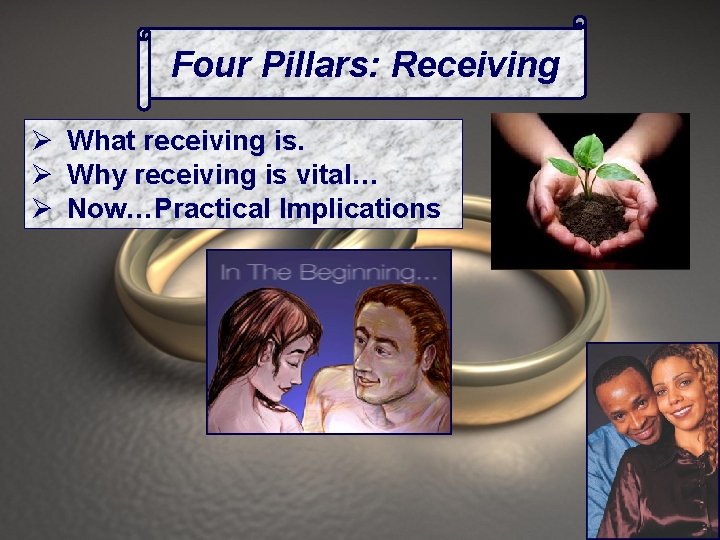 Four Pillars: Receiving Ø What receiving is. Ø Why receiving is vital… Ø Now…Practical
