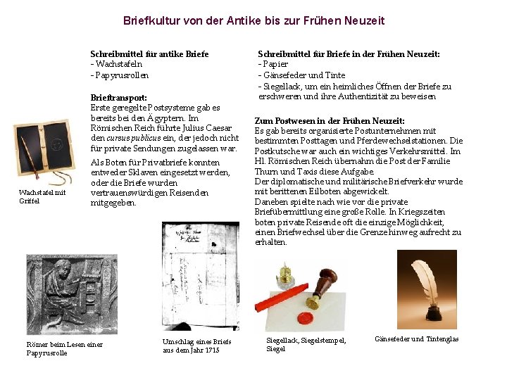 Briefkultur von der Antike bis zur Frühen Neuzeit Schreibmittel für antike Briefe - Wachstafeln