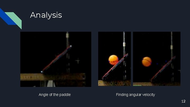 Analysis Angle of the paddle Finding angular velocity 12 