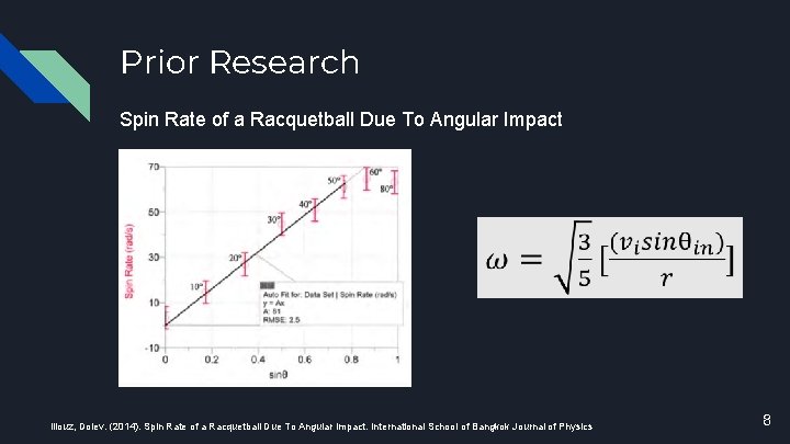 Prior Research Spin Rate of a Racquetball Due To Angular Impact Illouz, Dolev. (2014).
