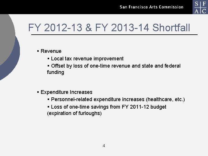 FY 2012 -13 & FY 2013 -14 Shortfall § Revenue § Local tax revenue