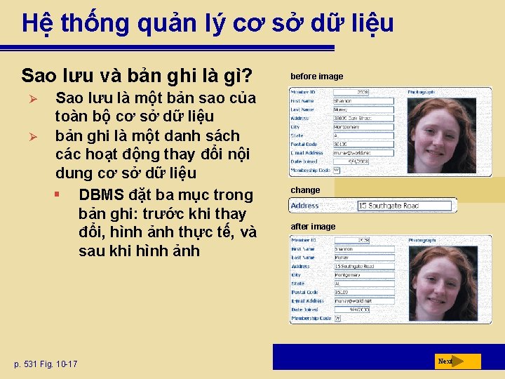 Hệ thống quản lý cơ sở dữ liệu Sao lưu và bản ghi là