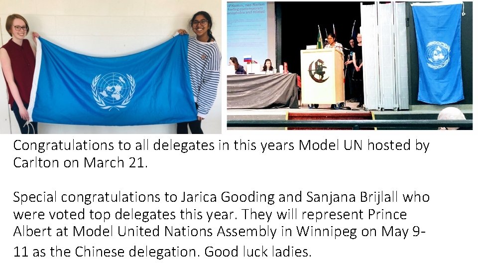Congratulations to all delegates in this years Model UN hosted by Carlton on March