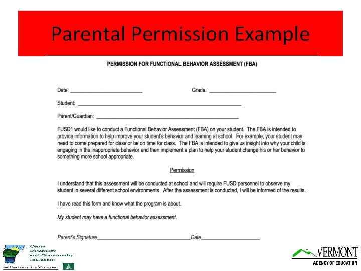 Parental Permission Example 