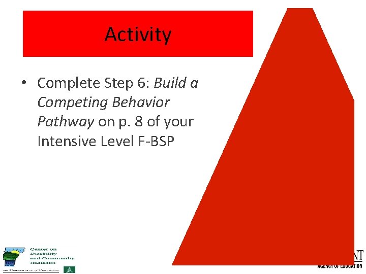 Activity • Complete Step 6: Build a Competing Behavior Pathway on p. 8 of