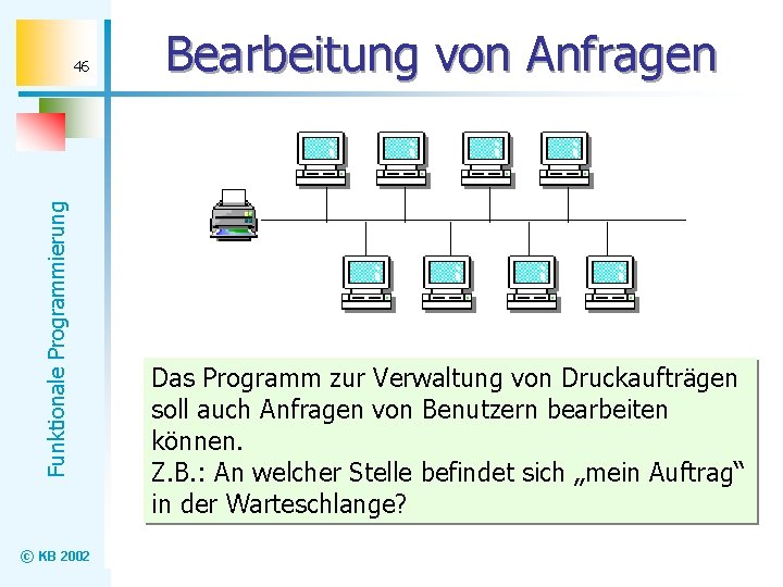 Funktionale Programmierung 46 © KB 2002 Bearbeitung von Anfragen Das Programm zur Verwaltung von