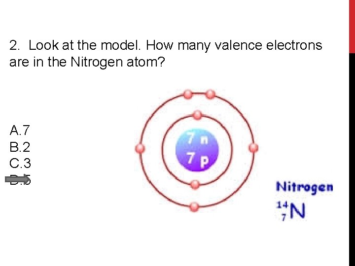 2. Look at the model. How many valence electrons are in the Nitrogen atom?