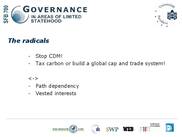 The radicals - Stop CDM! Tax carbon or build a global cap and trade