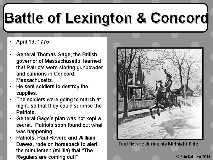 Battle of Lexington & Concord • April 19, 1775 • General Thomas Gage, the