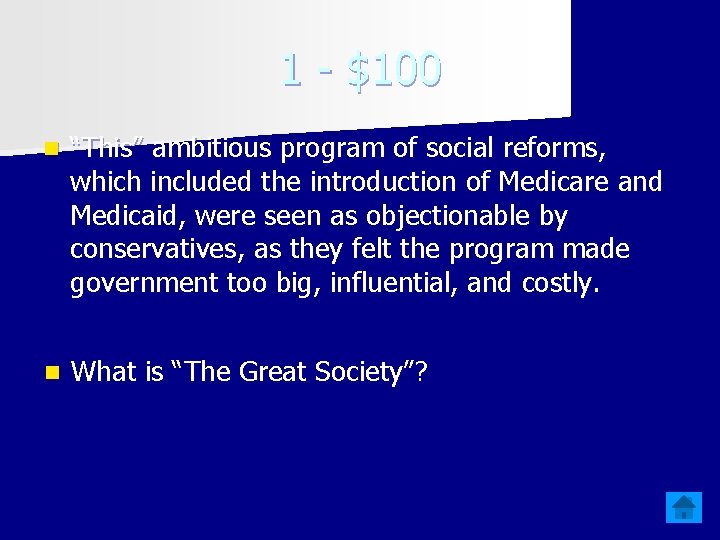 1 - $100 n “This” ambitious program of social reforms, which included the introduction