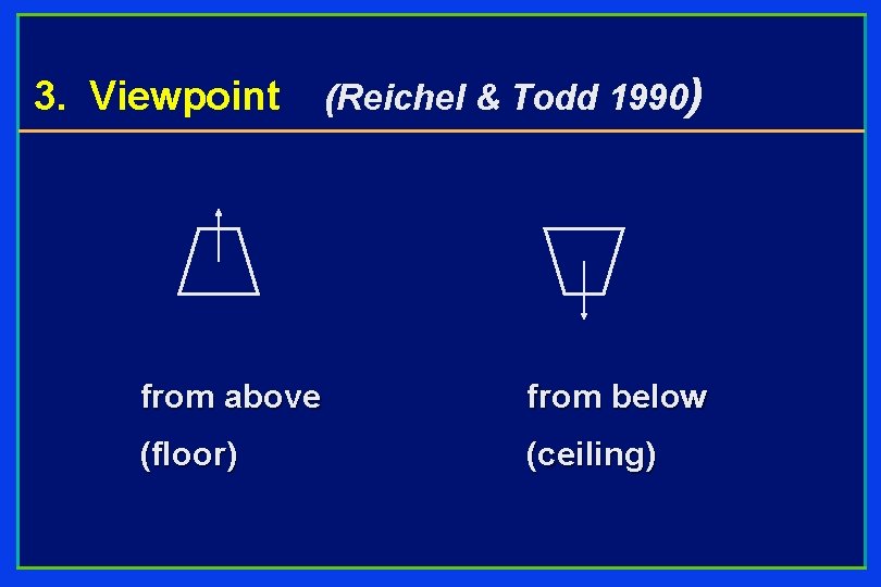 3. Viewpoint (Reichel & Todd 1990) from above from below (floor) (ceiling) 