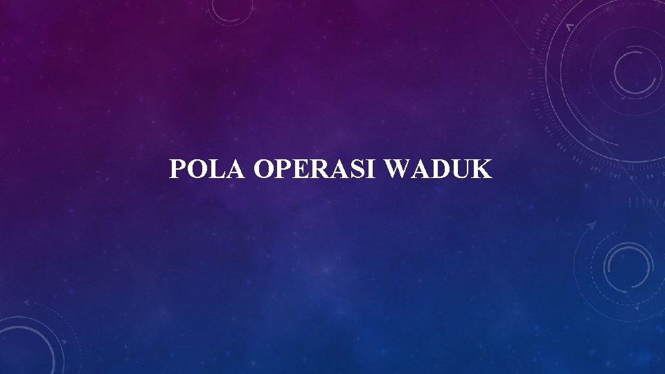 POLA OPERASI WADUK 