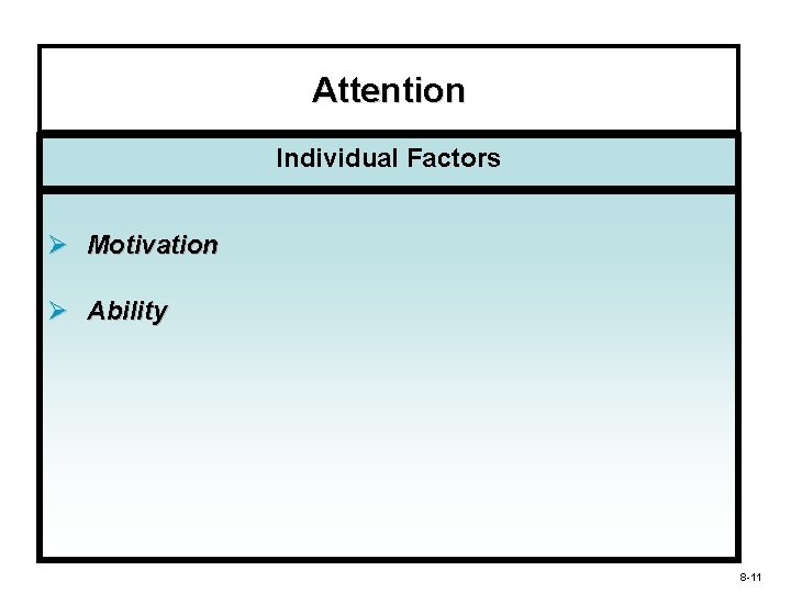Attention Individual Factors Ø Motivation Ø Ability 8 -11 