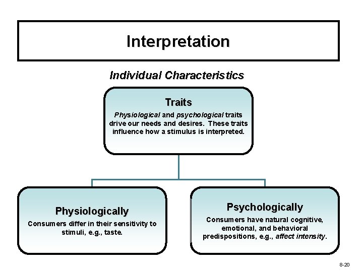 Interpretation Individual Characteristics Traits Physiological and psychological traits drive our needs and desires. These