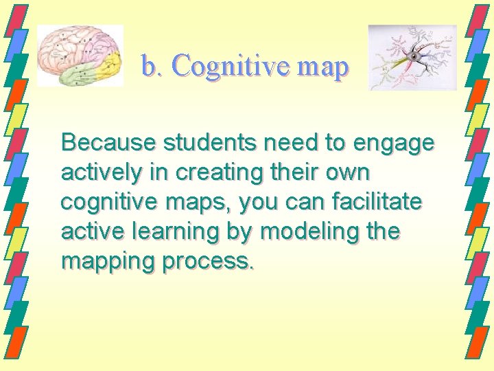 b. Cognitive map Because students need to engage actively in creating their own cognitive