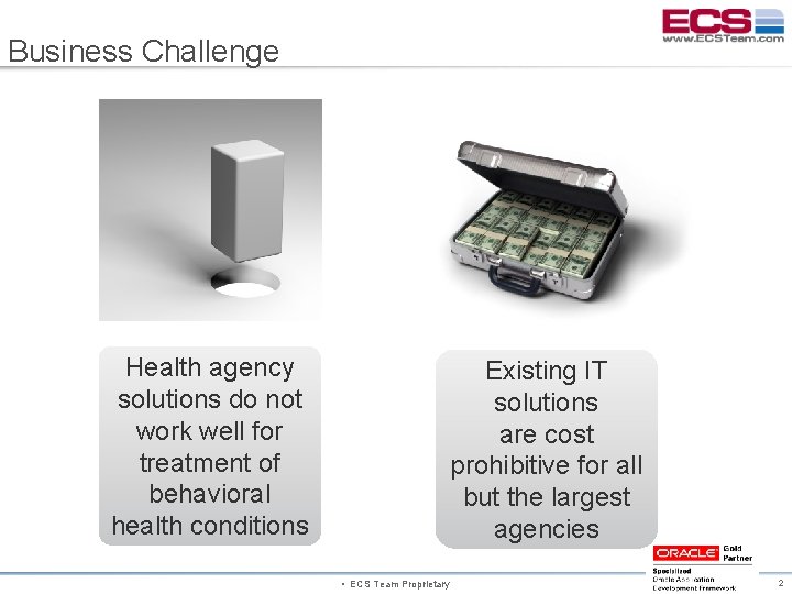 Business Challenge Health agency solutions do not work well for treatment of behavioral health