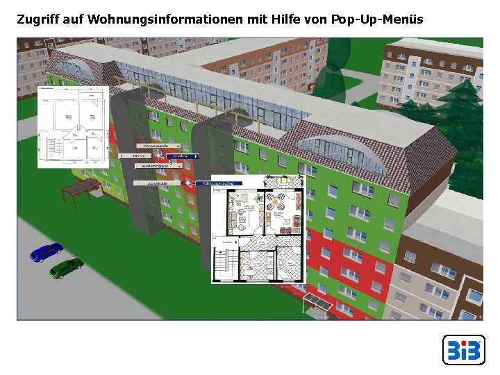 Zugriff auf Wohnungsinformationen mit Hilfe von Pop-Up-Menüs 