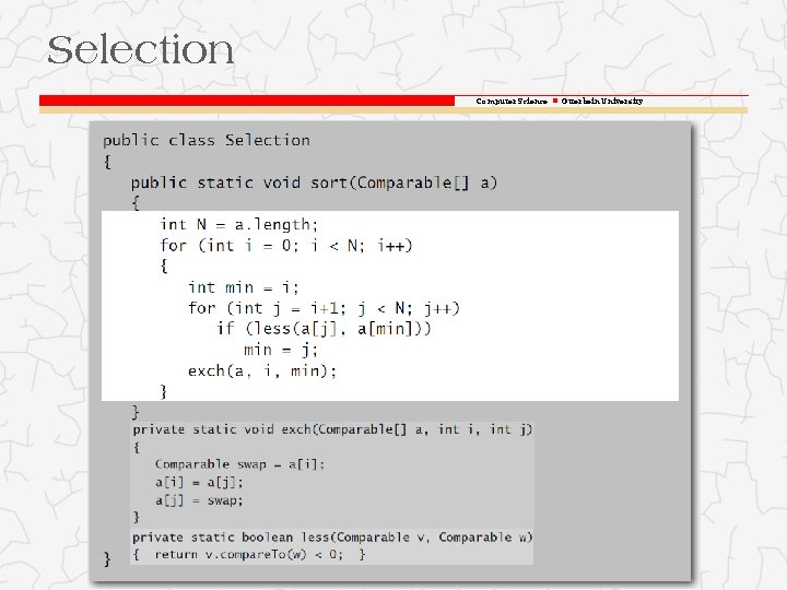 Selection Computer Science Otterbein University 