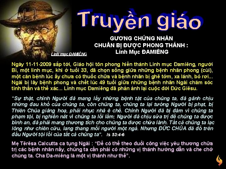 Linh mục ĐAMIÊNG GƯƠNG CHỨNG NH N CHUẨN BỊ ĐƯỢC PHONG THÁNH : Linh