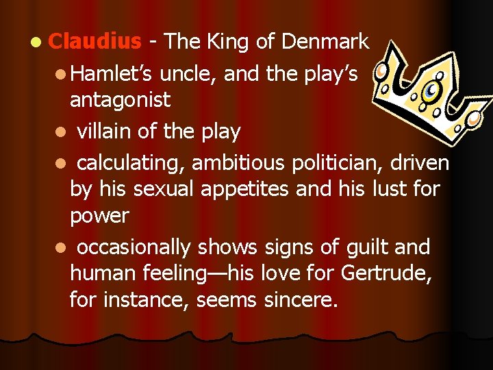 Hamlet Prince Of Denmark Characters HAMLET PRINCE OF DENMARK BY William Shakespeare CAST