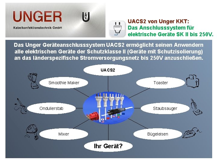 UACS 2 von Unger KKT: Das Anschlusssystem für elektrische Geräte SK II bis 250