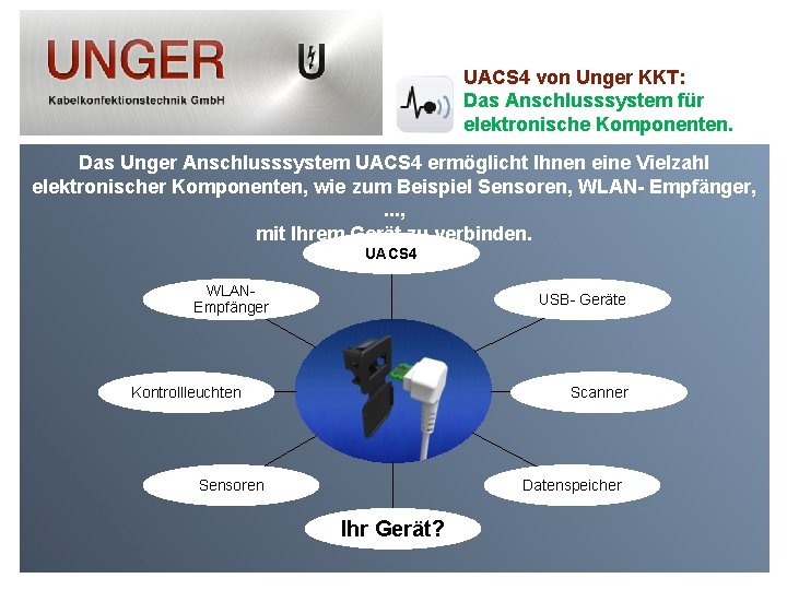 UACS 4 von Unger KKT: Das Anschlusssystem für elektronische Komponenten. Das Unger Anschlusssystem UACS