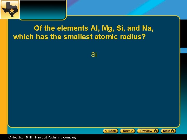 Of the elements Al, Mg, Si, and Na, which has the smallest atomic radius?