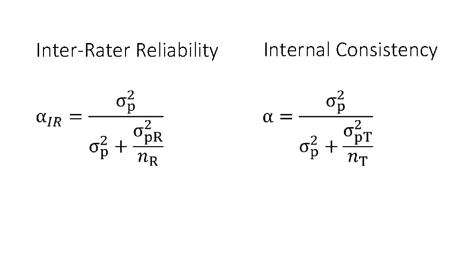 Inter-Rater Reliability Internal Consistency 