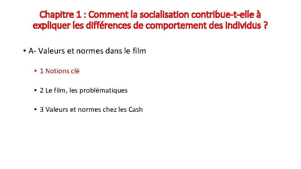 Chapitre 1 : Comment la socialisation contribue-t-elle à expliquer les différences de comportement des