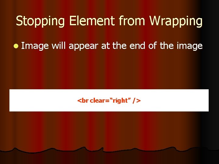 Stopping Element from Wrapping l Image will appear at the end of the image