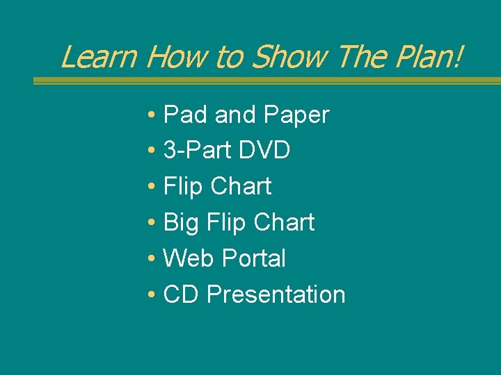 Learn How to Show The Plan! • Pad and Paper • 3 -Part DVD