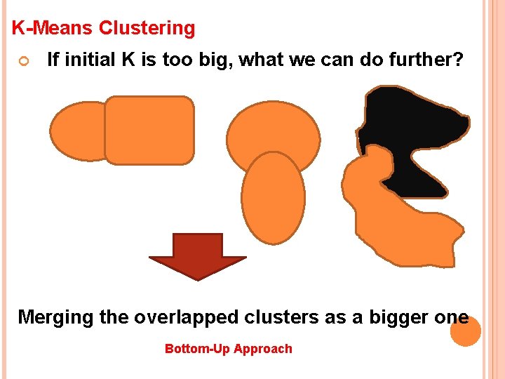 K-Means Clustering If initial K is too big, what we can do further? Merging