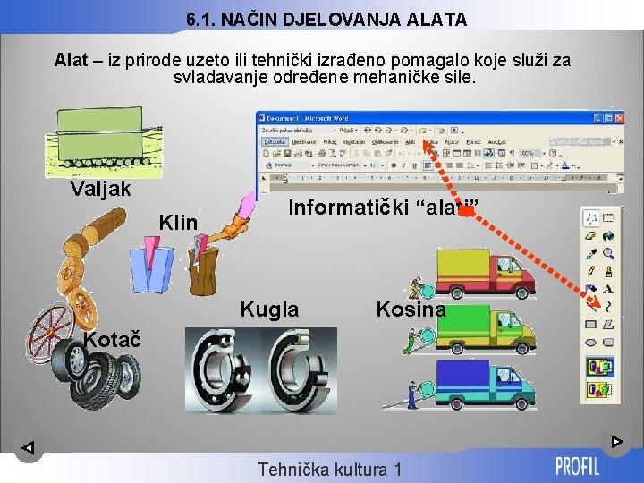 6. 1. NAČIN DJELOVANJA ALATA Alat – iz prirode uzeto ili tehnički izrađeno pomagalo